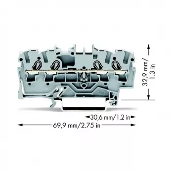 WAGO 2002-1401 Zacisk przelotowy, 4-przewodowy, 2.5 mm², Push-in CAGE CLAMP, 800 V, szary