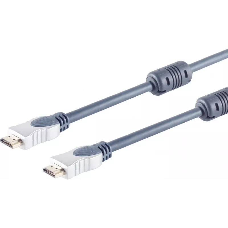 SHIVERPEAKS Home Cinema HDMI Cable 1.0m - 4K HDMI 2.0b High Speed with Ethernet, Chromed Metal Connectors, Gold-Plated Contacts, Double Ferrite Cores, HEAC