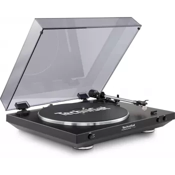 TechniSat TechniPlayer LP 200 Gramofon - Czarny/Srebrny - Napęd paskowy - 33/45/78 obr./min - Digitalizacja USB - Wyjście RCA
