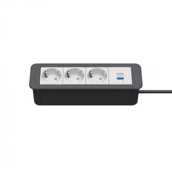 Kindermann CP Office Frame 4-Fold moduł przyłączeniowy do biurka z 3x gniazdami Schuko i 1x portem ładowania USB-A (7551000223)