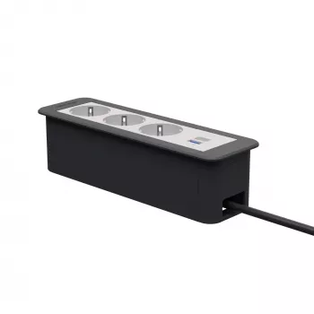 Kindermann CP Office Frame 4-Fold moduł przyłączeniowy do biurka z 3x gniazdami Schuko i 1x portem ładowania USB-A (7551000223)