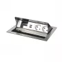 Kindermann CP Standard² VA 4f. panel przyłączeniowy na biurko z 2x gniazdami Schuko i 1x portem ładowania USB-A, srebrny/czarny