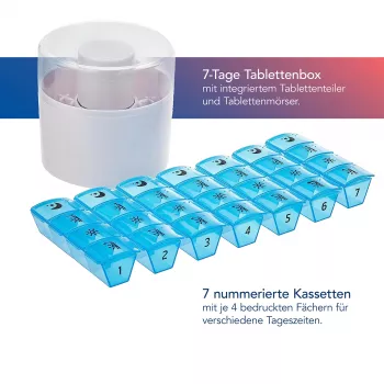 First Aid Only Pudełko na tabletki z rozdzielaczem tabletek niebiesko-białe