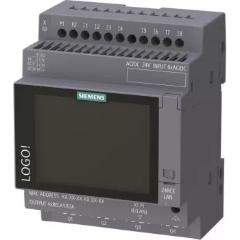 Siemens LOGO! 24 RCE Moduł logiczny z wyświetlaczem, 24V AC/DC, 8 wejść cyfrowych, 4 wyjścia przekaźnikowe, Ethernet