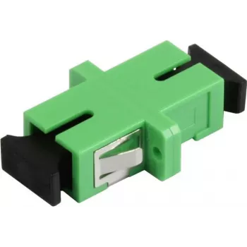 SYNERGY21 SC/APC Fiber Optic Adapter, Singlemode, Simplex, PVC, Ceramic Sleeve, Flanged, Green