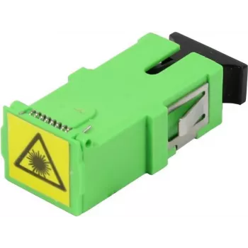 Synergy 21 SC/APC Fiber Optic Coupler, Singlemode, Simplex, Ceramic Ferrule, PVC, Flangeless, with Laser Protection Shutter (S215677)