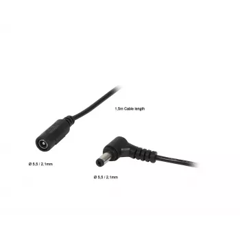 ALLNET Przedłużacz zasilania DC 5,1mm x 2,1mm żeński-męski 1,5m Czarny (ALL-Adapt-Ext5-10-1500)