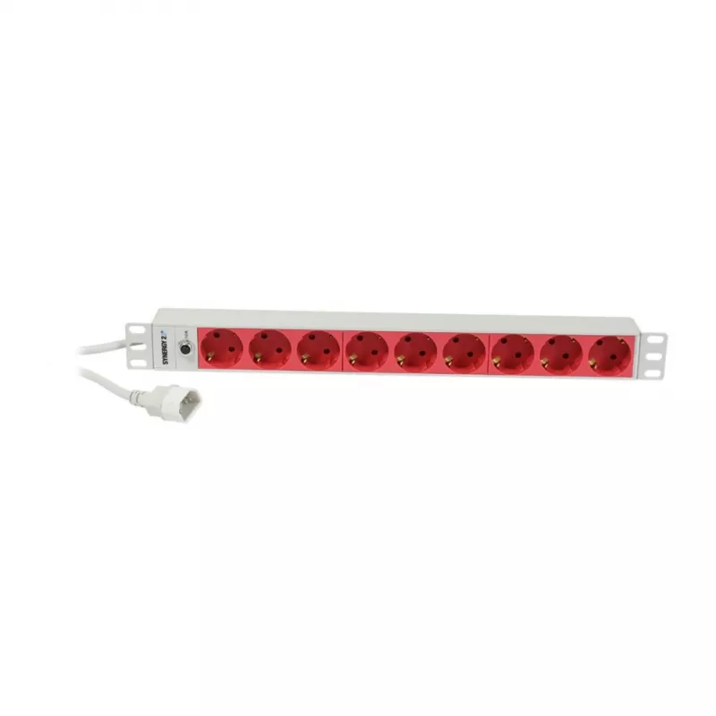 Synergy 21 ALLNET 19-calowy 1U Listwa zasilająca 9x gniazda Schuko CEE7 z wtykiem IEC C14 10A 2m Czarny