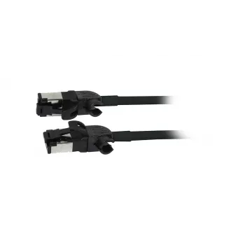 Przewód krosowy Synergy21 RJ45, CAT6A 500MHz, 0,5m, Czarny, S/FTP, Slimline Round d=4,5mm, TPE/LSZH (Superflex), AWG28, z obrotową wtyczką CAT7 Raw Connector