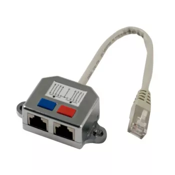 Synergy 21 S215236 Rozgałęźnik telefoniczny Y, 1x RJ11/RJ12 Męski na 2x RJ11/RJ12 Żeńskie, 0,15 m, Szary, Metaliczny