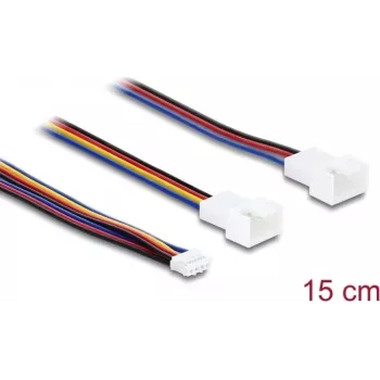Przewód Y Delock do wentylatorów 1 x JST PH 4-pin PWM żeński na męski + 4-pin (3 piny zajęte) męski 15 cm