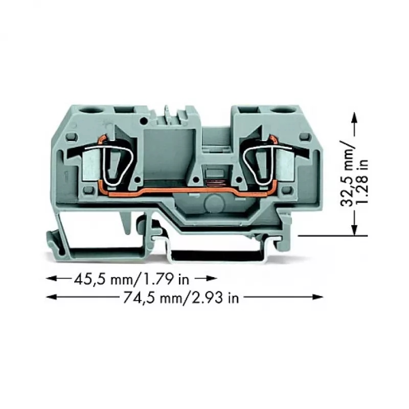 WAGO 282-901 3-przewodowa listwa zaciskowa CAGE CLAMP, 10 mm², szary, szyna DIN 35