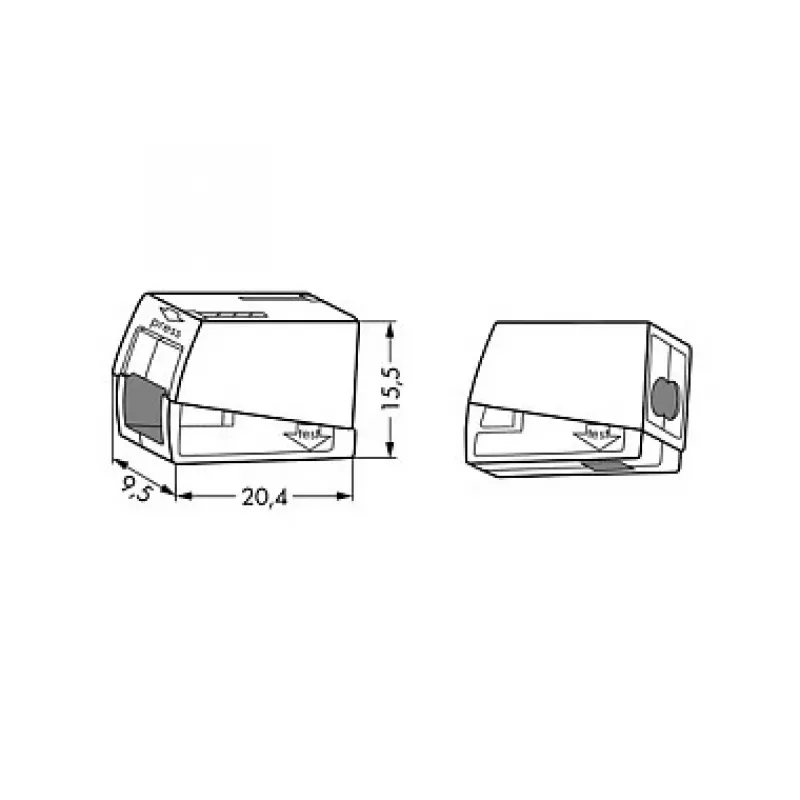 WAGO 224-112 2-przewodowa kompaktowa złączka do łączenia przewodów, 400V, 24A, 1-2,5mm², Push-in, biała/przezroczysta