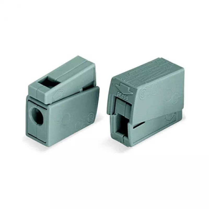 WAGO 224-101 1-przewodowa 2-drożna Zaciskarka Push-in CAGE CLAMP, 400 V, 24 A, 0,5-2,5 mm², przezroczysty/szary