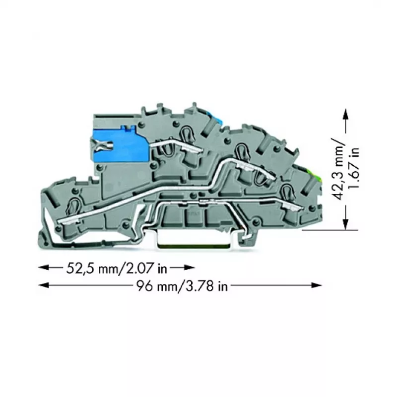WAGO 2003-7641 TOPJOB® S 3-przewodowa listwa zaciskowa przelotowa, 2,5 mm², 400 V, szary