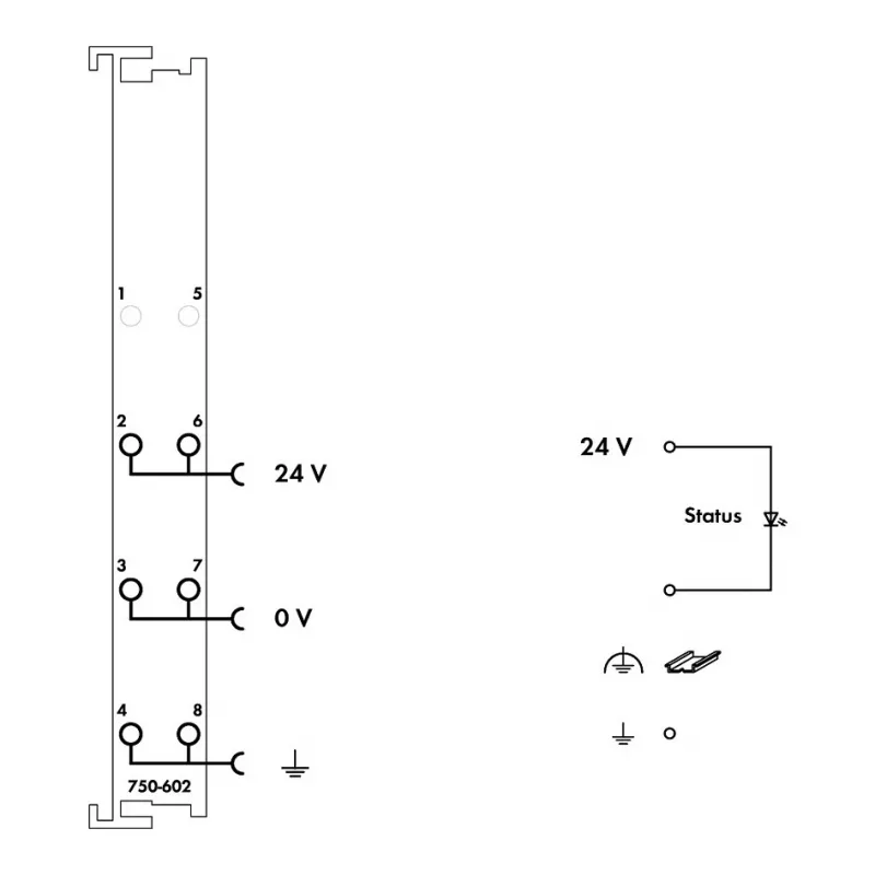WAGO 750-602 Moduł zasilania systemowego, 24 VDC, 1,08 A, szyna DIN, szary, CAGE CLAMP