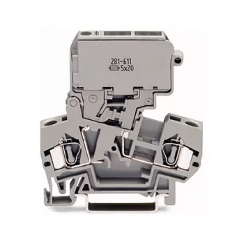 WAGO 281-611 TOPJOB® S Przelotowa listwa zaciskowa, 3 punkty połączeniowe, 6 mm², szary, szyna DIN-35