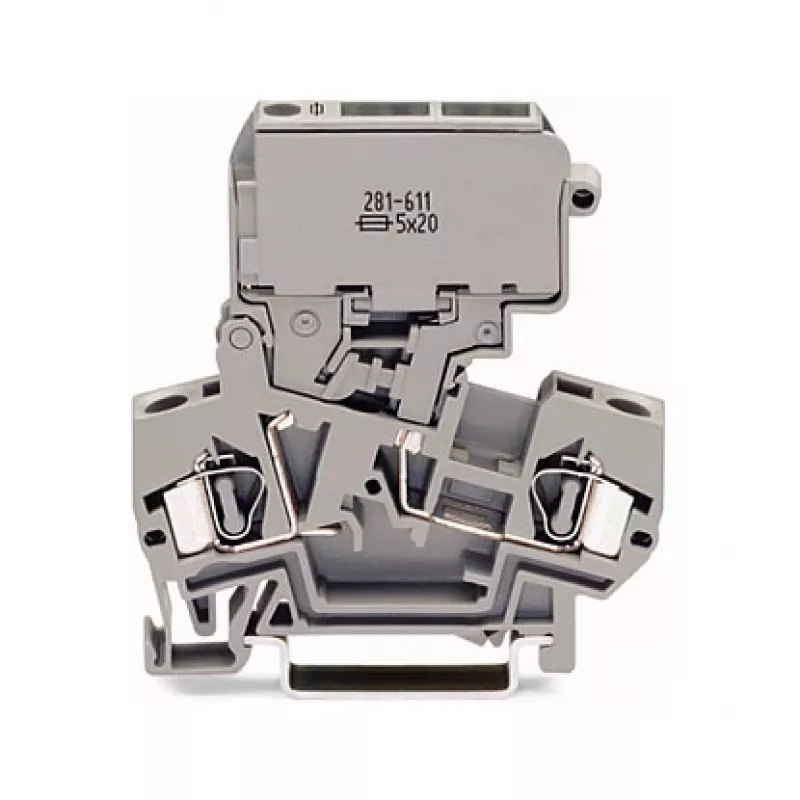 WAGO 281-611 TOPJOB® S Przelotowa listwa zaciskowa, 3 punkty połączeniowe, 6 mm², szary, szyna DIN-35