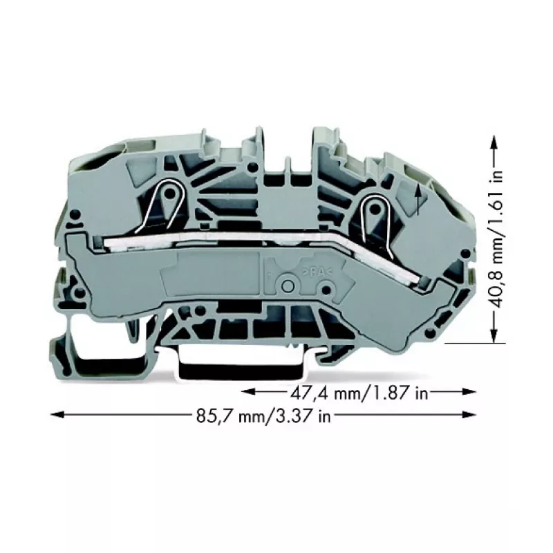 WAGO 2016-7601 Zacisk przelotowy, 2-przewodowy, 16 mm², 800 V, szary