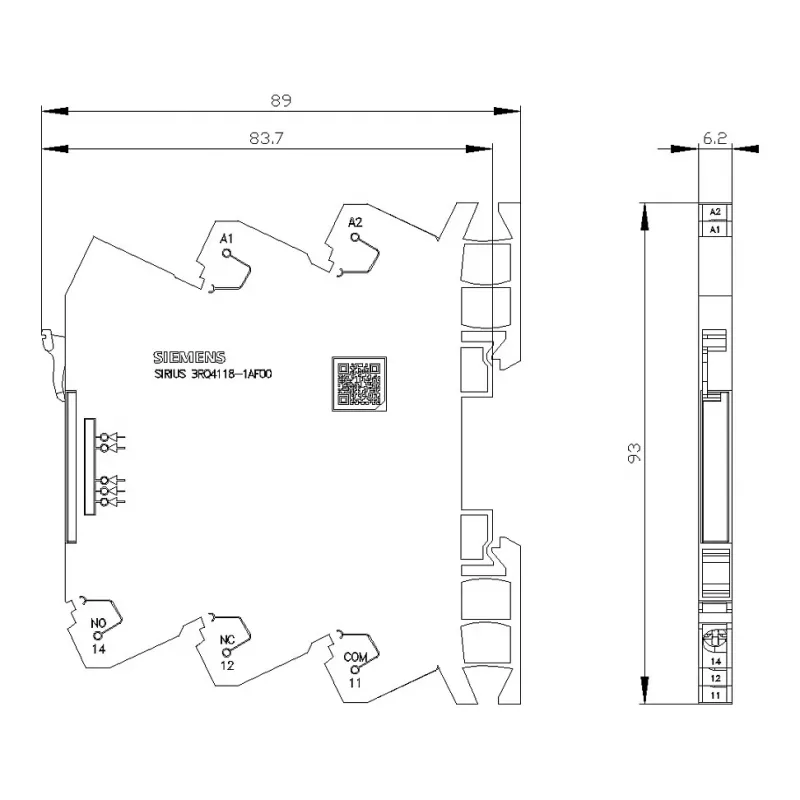 Siemens SIRIUS 3RQ4 Przekaźnik sprzęgający wtykowy, 230 V AC/DC, 3 NO + 1 NC, zaciski śrubowe
