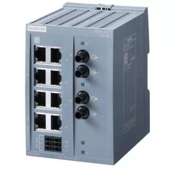 Siemens SCALANCE XB108-2 Niezarządzalny przełącznik przemysłowy Ethernet, 8 RJ45 + 2 SC światłowód wielomodowy, szyna DIN