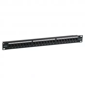 EFB-Elektronik ECOLAN Patch Panel UTP 24xRJ45 Cat.6 19 inch 1U RAL9005 Czarny