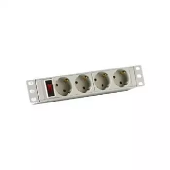 EFB-Elektronik 10 1HE Power Strip 4 x CEE 7/3 with Switch Aluminum Profile Grey