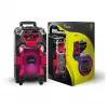 Leicke DJ ROXX TROLLEY PRO Przenośny System Nagłośnieniowy PA z Bluetooth, 100W RMS, 10-calowy głośnik niskotonowy, Oświetlenie LED, Wózek, Mikrofon, Pilot