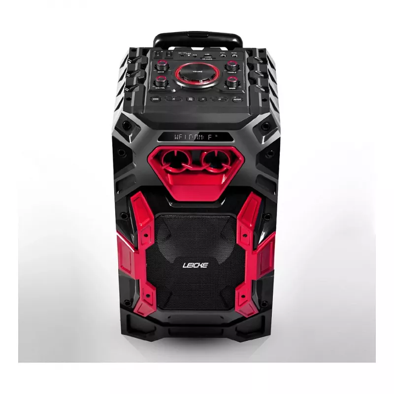 Leicke DJ ROXX TROLLEY PRO Przenośny System Nagłośnieniowy PA z Bluetooth, 100W RMS, 10-calowy głośnik niskotonowy, Oświetlenie LED, Wózek, Mikrofon, Pilot