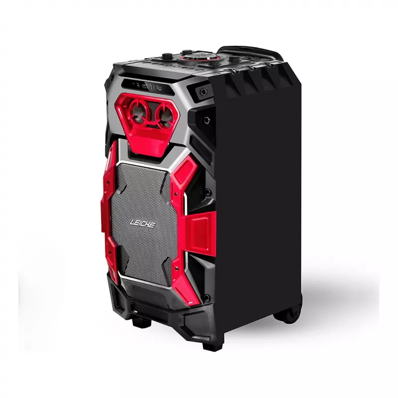 Leicke DJ ROXX TROLLEY PRO Przenośny System Nagłośnieniowy PA z Bluetooth, 100W RMS, 10-calowy głośnik niskotonowy, Oświetlenie LED, Wózek, Mikrofon, Pilot