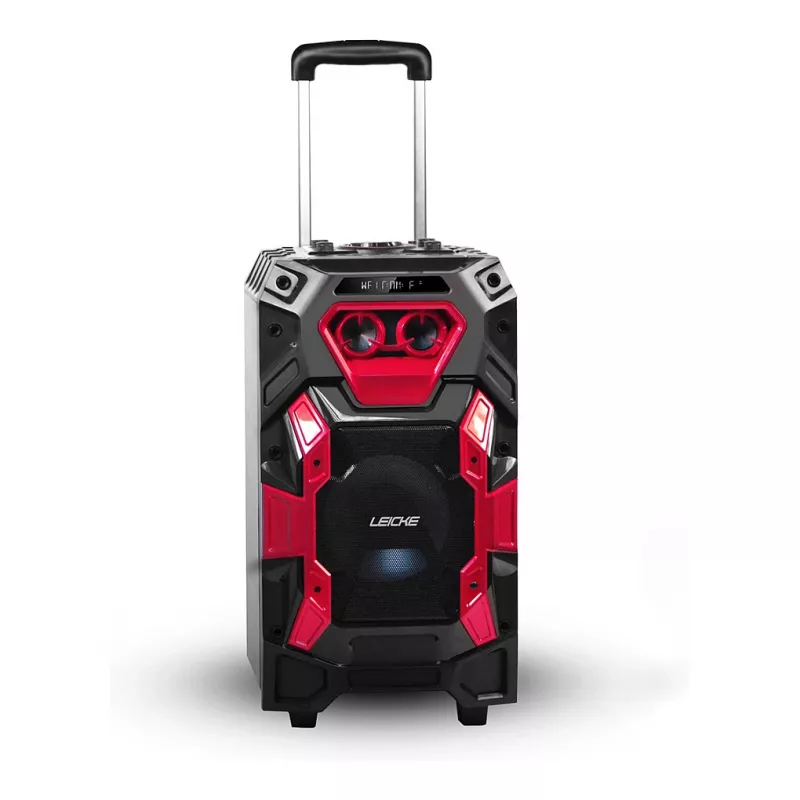 Leicke DJ ROXX TROLLEY PRO Przenośny System Nagłośnieniowy PA z Bluetooth, 100W RMS, 10-calowy głośnik niskotonowy, Oświetlenie LED, Wózek, Mikrofon, Pilot