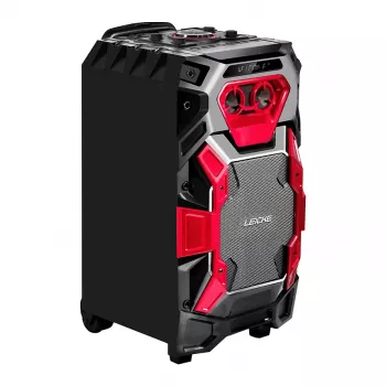 Leicke DJ ROXX TROLLEY PRO Przenośny System Nagłośnieniowy PA z Bluetooth, 100W RMS, 10-calowy głośnik niskotonowy, Oświetlenie LED, Wózek, Mikrofon, Pilot