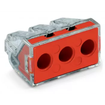 WAGO 773-173 Złączka do puszek, 3-biegunowa, Push-Wire, 41A, 400V, czerwona/przezroczysta