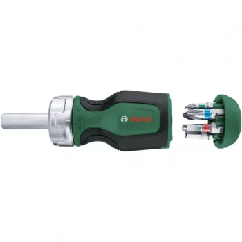 Bosch 1600A032UY Wkrętak grzechotkowy z 12 bitami (25 mm) ze stali S2, 1/4 inch hex, ergonomiczny uchwyt