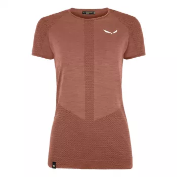Salewa Zebru Medium Warm Merino Wool T-Shirt Women's Etruscan Red L