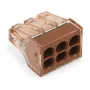 WAGO 773-606 6-przewodowy łącznik do puszek, Push-wire, 50 sztuk, brązowy/przezroczysty