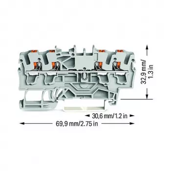 WAGO Zacisk przelotowy 4-przewodowy Push-in 2,5 mm² Szary