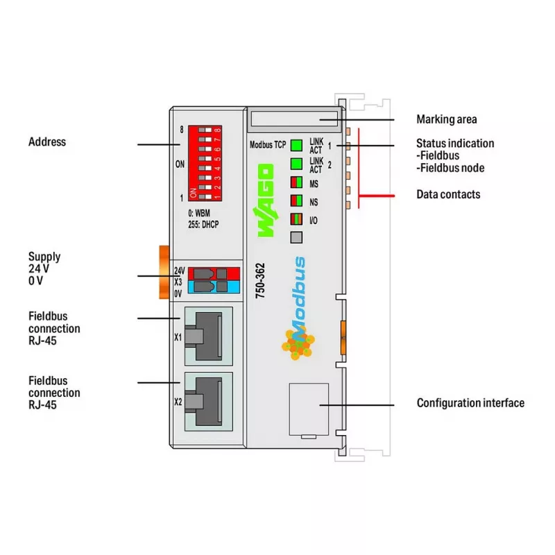 WAGO 750-362 Fieldbus Coupler Modbus TCP - 4. generacja
