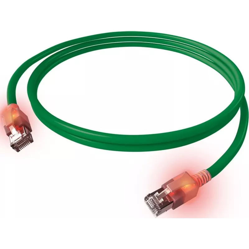 EasyLan DualBoot LED Patch Cable RJ45 S/FTP Cat.6A (Class EA) with saCon Plug - LSOH - Green - 7.5m