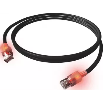 EasyLan DualBoot LED Patch Cable RJ45 S/FTP Cat.6A (Class EA) złączem SaCon LSOH Czarny 7,5 M