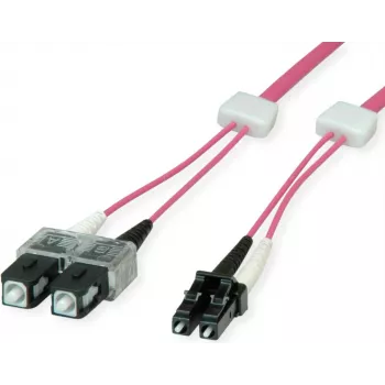 EasyLan FO LED Patch Cord Premium, Duplex - LC Multi-Mode (M) do SC Multi-Mode (M) - 3 m - Światłowód - Duplex - 50/125 µm - OM4 - Heather Violet (RAL 4003)