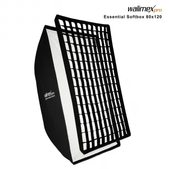 Walimex Pro Softbox Essential 80x120 cm Prostokątny Softbox z mocowaniem Bowens, srebrnym wnętrzem, dyfuzorami, torbą transportową