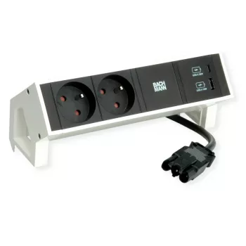 Bachmann DESK2 2x UTE 1x USB A/C 22W 0,2m RAL9010 - Listwa zasilająca na biurko