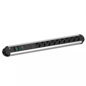 Bachmann PRIMO 9x gniazdo CEE 7/3 Listwa zasilająca z wyłącznikiem, kabel 2,0 m, czarny