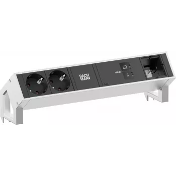 Bachmann DESK2 Moduł zasilania biurkowego 2x CEE7/3 1x USB-C 100W 1x CM 0,2m Stal nierdzewna