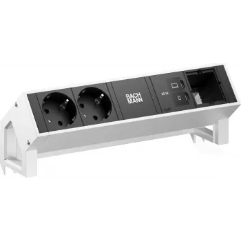 Bachmann DESK2 2x CEE 7/3 1x USB-C 65W 1x Module Slot 0,2m Stal nierdzewna Zasilacz biurkowy