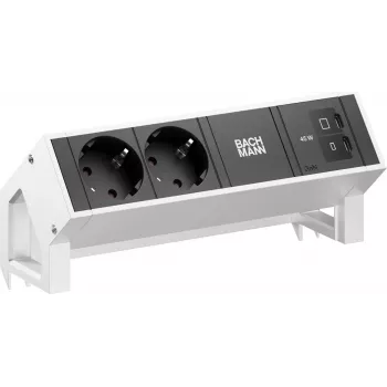 Bachmann DESK2 2x CEE 7/3 1x USB-C 45W 0.2m Stal nierdzewna Moduł zasilania biurkowego