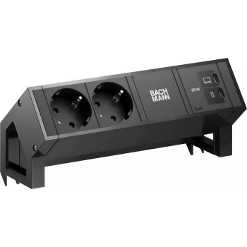 Bachmann DESK2 2x CEE7/3 1x USB-C 65W 0.2m RAL9005 Moduł zasilania biurkowego