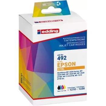 Edding Kompatybilny Zestaw Wkładów Atramentowych do Epson 27XL (Cyan, Magenta, Yellow) - High Yield - 3 szt.