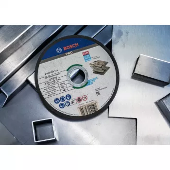 BOSCH POWERTOOLS PRO Tarcza do cięcia stali nierdzewnej i metalu, Ø 125 mm, 100 sztuk w wiaderku (otwór 22,23 mm, WA 60 T BF)